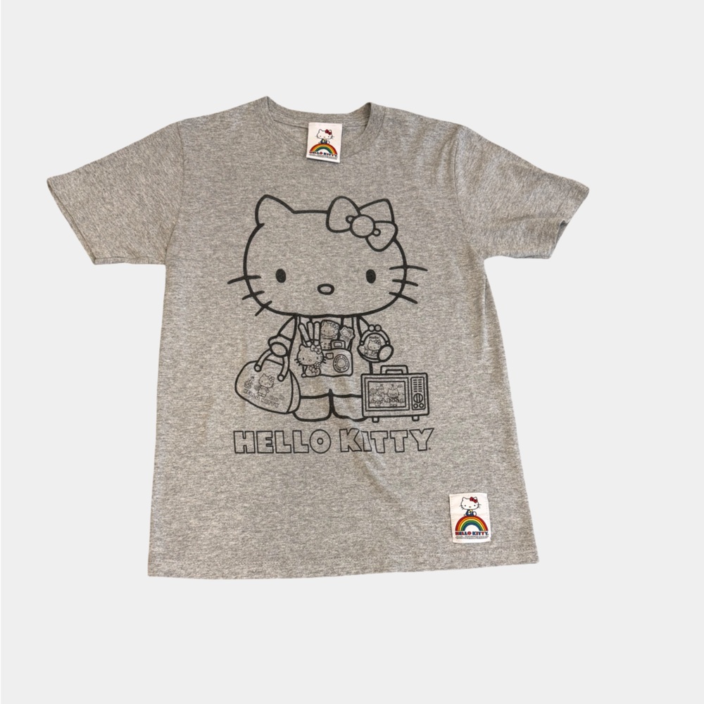 Hello Kitty 40th Anniversary Tee 2014 Sanrio Mighty Fine Gray Graphic Shirt XS
